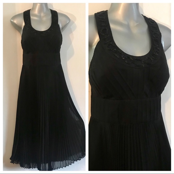 NEW JONES NY 100% SILK HALTER MIDI DRESS BLACK SIZE 8 - Picture 3 of 11